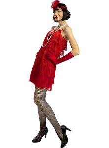 woman in red flapper dress